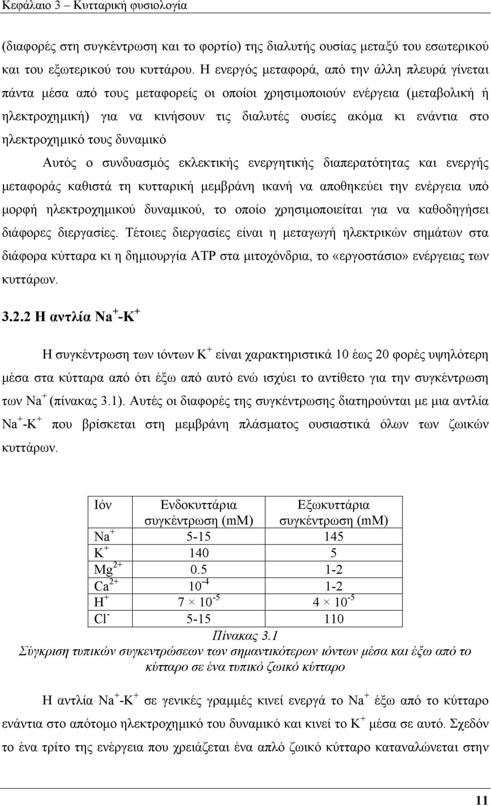 ηλεκτροχηµικό τους δυναµικό Αυτός ο συνδυασµός εκλεκτικής ενεργητικής διαπερατότητας και ενεργής µεταφοράς καθιστά τη κυτταρική µεµβράνη ικανή να αποθηκεύει την ενέργεια υπό µορφή ηλεκτροχηµικού