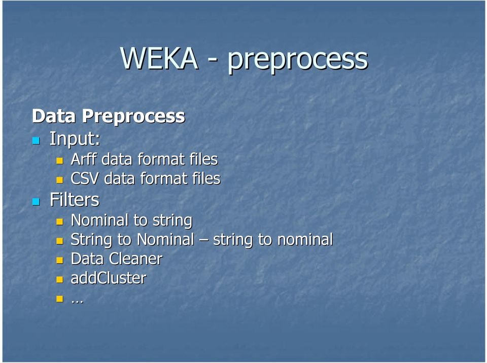 files Filters Nominal to string String to