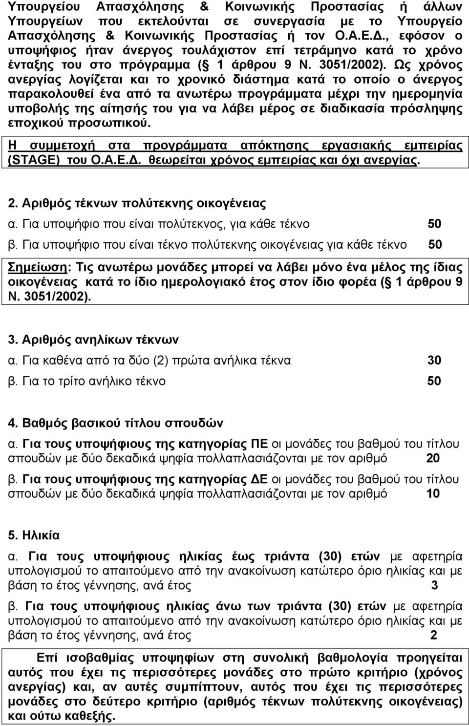 Ως χρόνος ανεργίας λογίζεται και το χρονικό διάστημα κατά το οποίο ο άνεργος παρακολουθεί ένα από τα ανωτέρω προγράμματα μέχρι την ημερομηνία υποβολής της αίτησής του για να λάβει μέρος σε διαδικασία