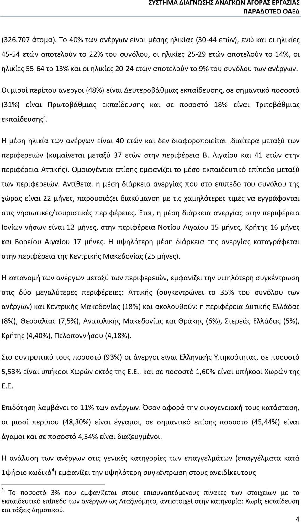 ετών αποτελούν το 9% του συνόλου των ανέργων.
