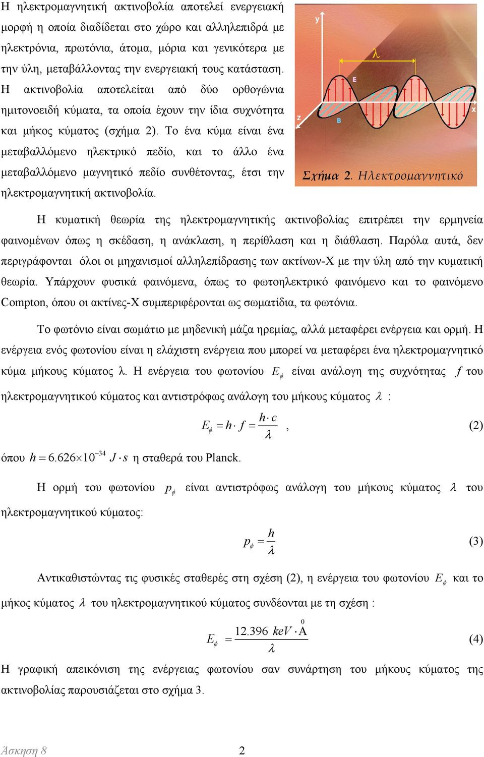 Το ένα κύμα είναι ένα μεταβαλλόμενο ηλεκτρικό πεδίο, και το άλλο ένα μεταβαλλόμενο μαγνητικό πεδίο συνθέτοντας, έτσι την ηλεκτρομαγνητική ακτινοβολία. Σχήμα 2.