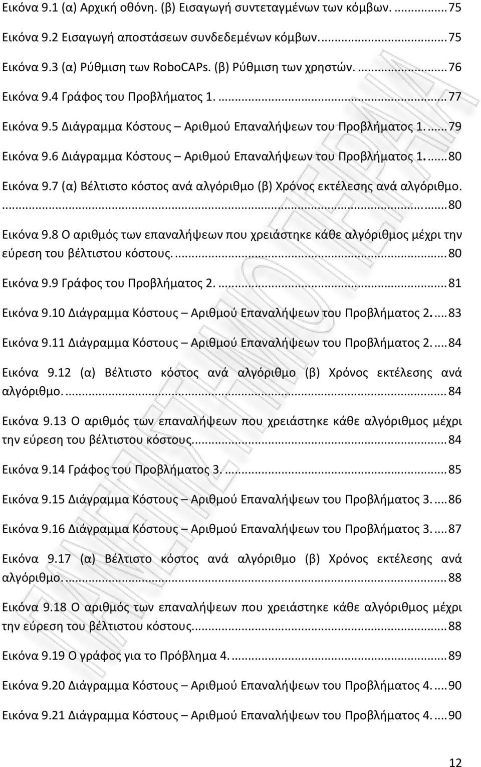 ... 80 Εικόνα 9.7 (α) Βέλτιστο κόστος ανά αλγόριθμο (β) Χρόνος εκτέλεσης ανά αλγόριθμο.... 80 Εικόνα 9.8 Ο αριθμός των επαναλήψεων που χρειάστηκε κάθε αλγόριθμος μέχρι την εύρεση του βέλτιστου κόστους.