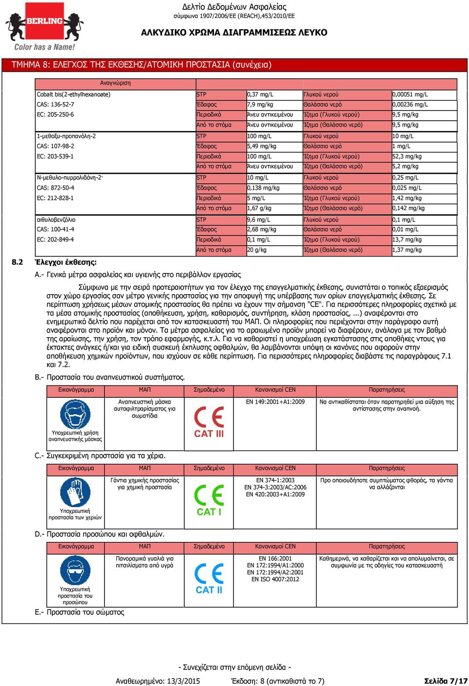 - Γενικά μέτρα ασφαλείας και υγιεινής στο περιβάλλον εργασίας B.- Προστασία του αναπνευστικού συστήματος.