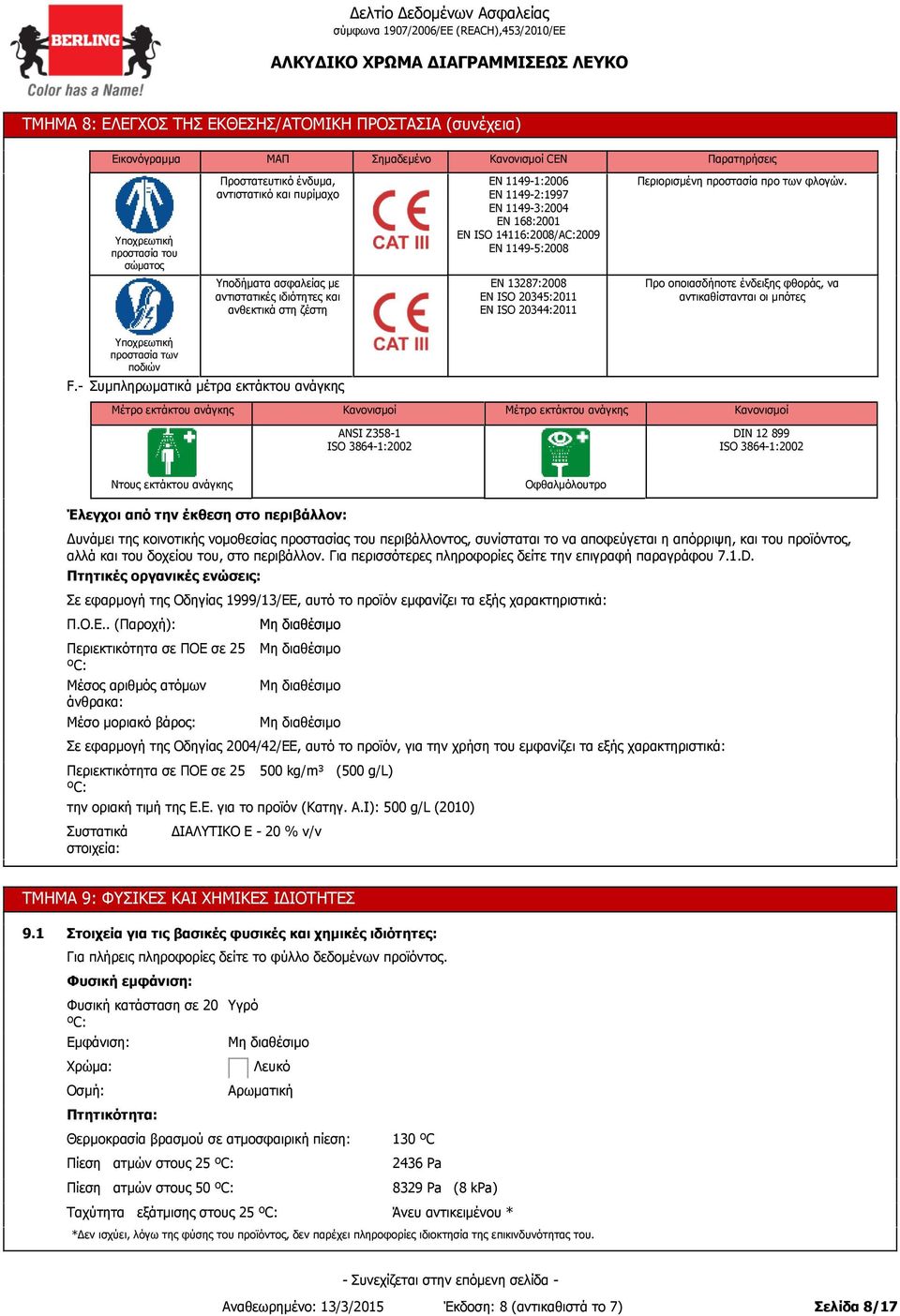 Υποδήματα ασφαλείας με αντιστατικές ιδιότητες και ανθεκτικά στη ζέστη EN 1287:2008 EN ISO 2045:2011 EN ISO 2044:2011 Προ οποιασδήποτε ένδειξης φθοράς, να αντικαθίστανται οι μπότες Υποχρεωτική