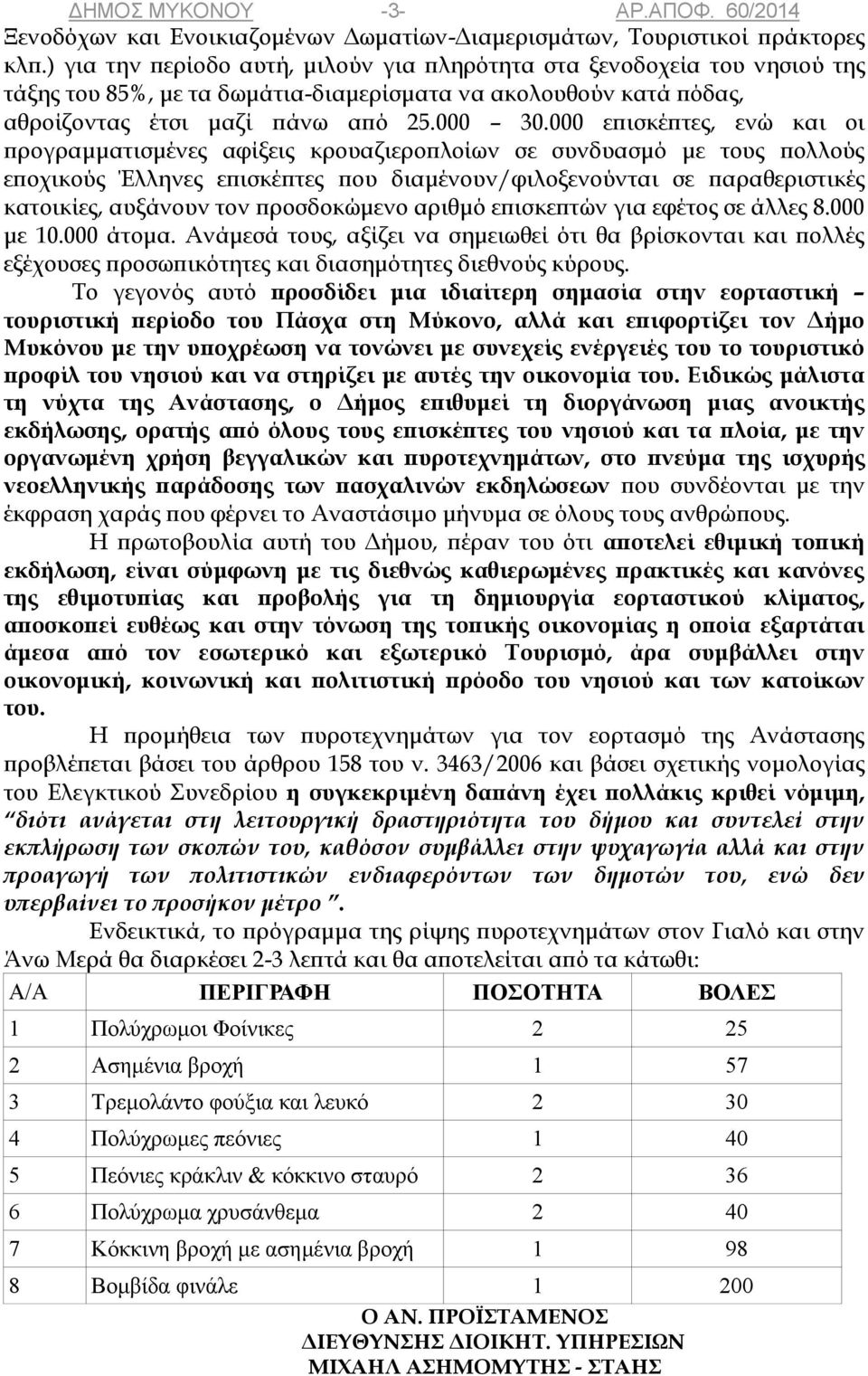 000 επισκέπτες, ενώ και οι προγραμματισμένες αφίξεις κρουαζιεροπλοίων σε συνδυασμό με τους πολλούς εποχικούς Έλληνες επισκέπτες που διαμένουν/φιλοξενούνται σε παραθεριστικές κατοικίες, αυξάνουν τον