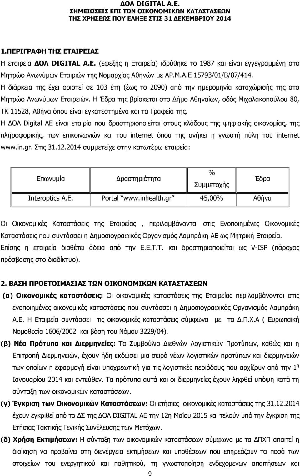 Η Έδρα της βρίσκεται στο Δήμο Αθηναίων, οδός Μιχαλακοπούλου 80, ΤΚ 11528, Αθήνα όπου είναι εγκατεστημένα και τα Γραφεία της.