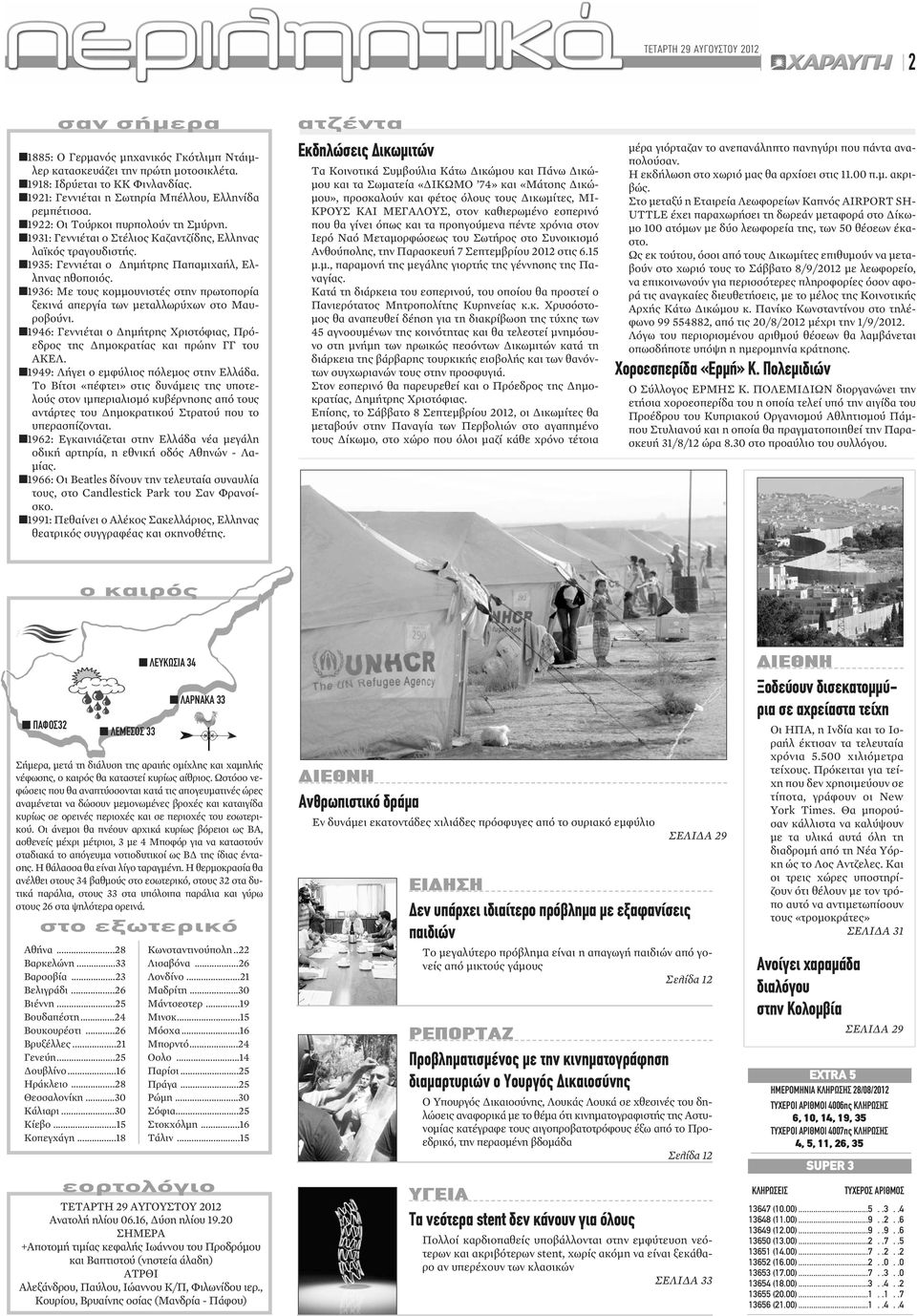 1935: Γεννιέται ο Δημήτρης Παπαμιχαήλ, Ελληνας ηθοποιός. 1936: Με τους κομμουνιστές στην πρωτοπορία ξεκινά απεργία των μεταλλωρύχων στο Μαυροβούνι.