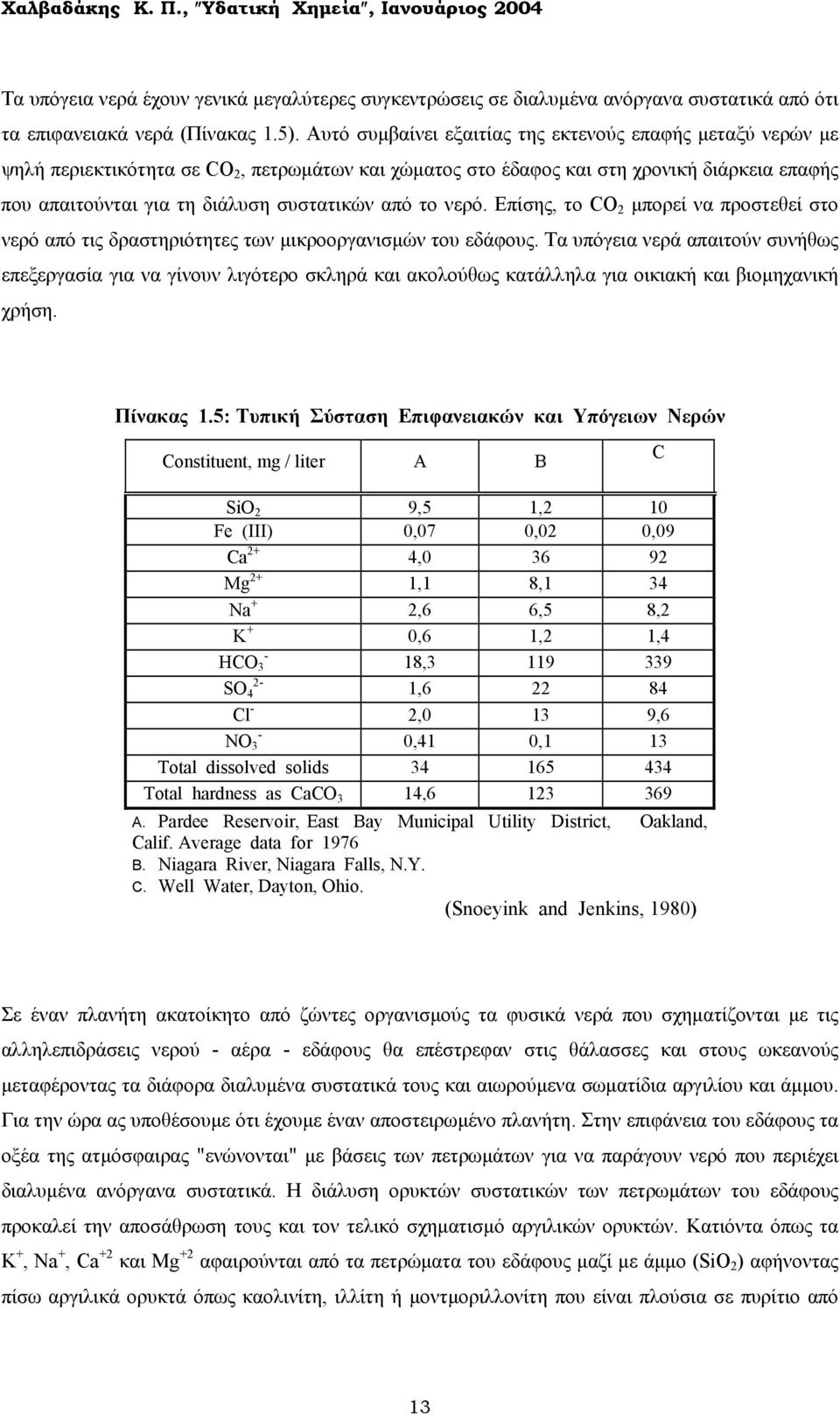 από το νερό. Επίσης, το CO 2 µπορεί να προστεθεί στο νερό από τις δραστηριότητες των µικροοργανισµών του εδάφους.