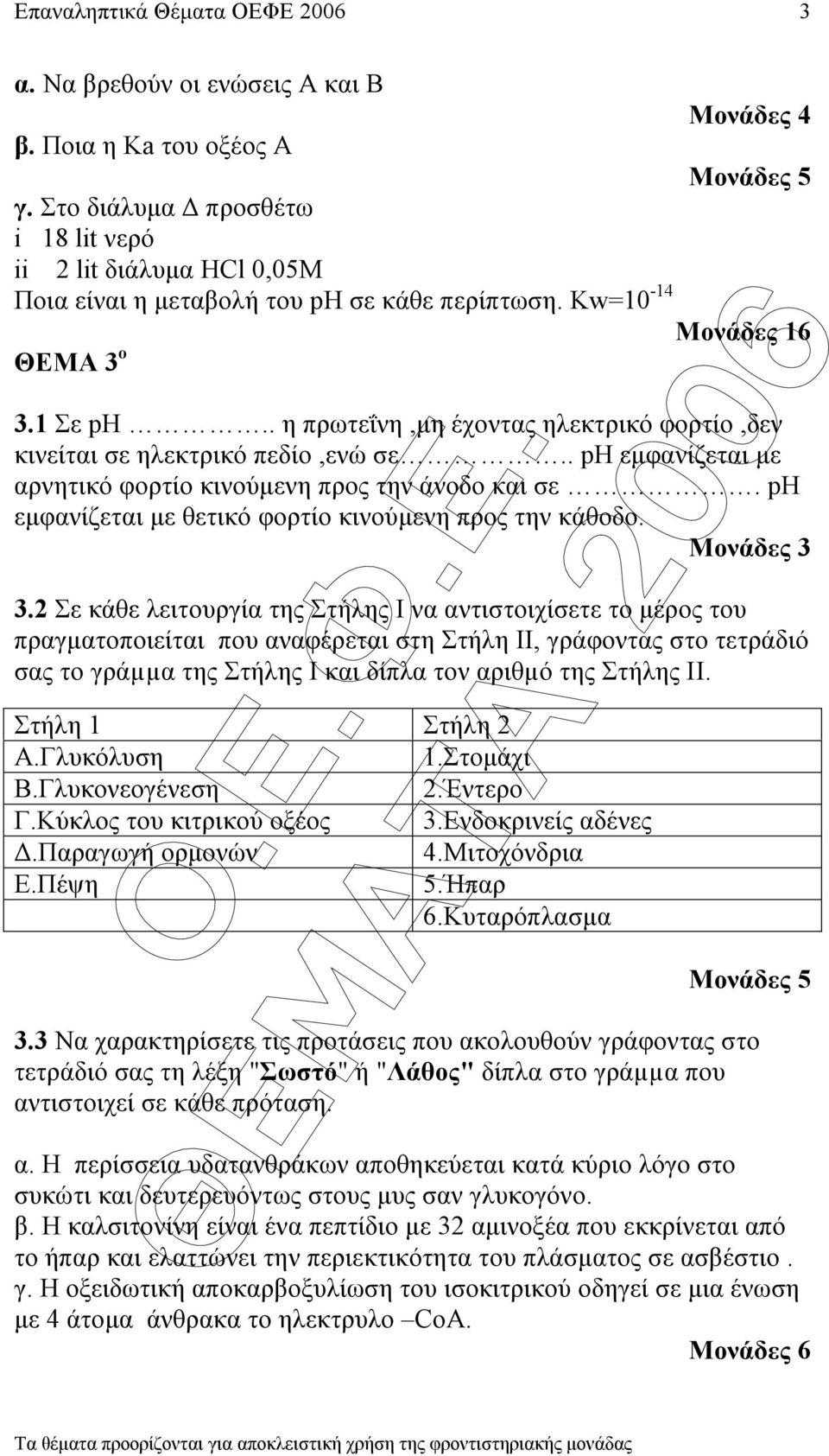 ph εµφανίζεται µε θετικό φορτίο κινούµενη προς την κάθοδο. Μονάδες 3 3.