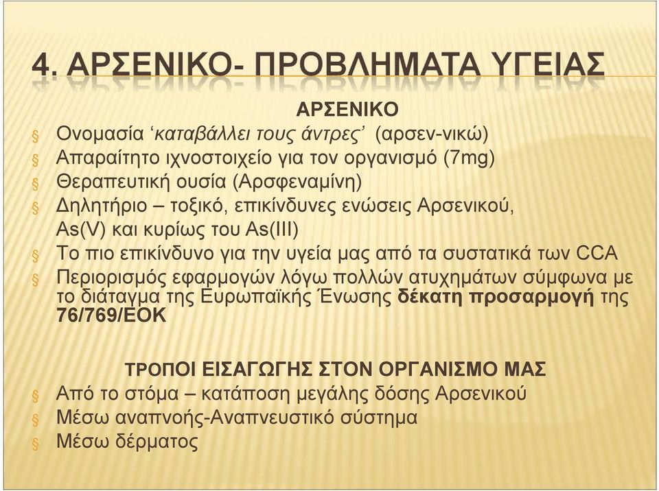 τα συστατικά των CCA Περιορισμός εφαρμογών λόγω πολλών ατυχημάτων σύμφωνα με το διάταγμα της Ευρωπαϊκής Ένωσης δέκατη προσαρμογή