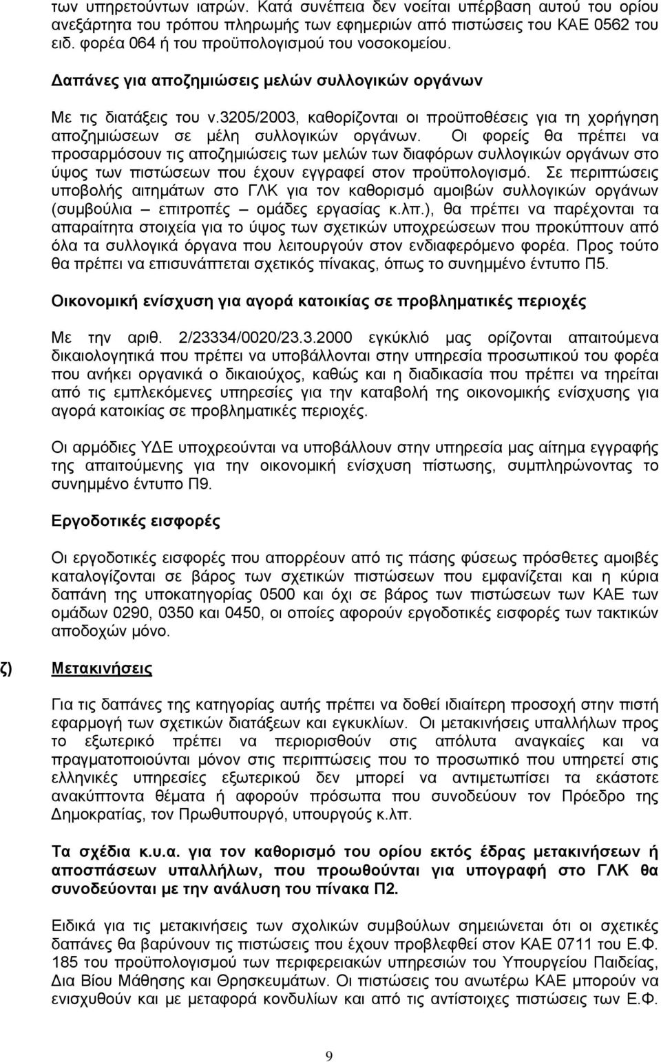 3205/2003, καθορίζονται οι προϋποθέσεις για τη χορήγηση αποζημιώσεων σε μέλη συλλογικών οργάνων.