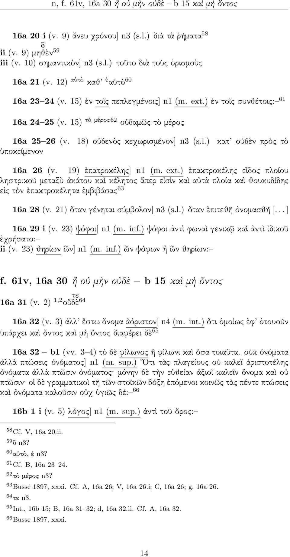 ) κατ οὐδὲν ρὸς τὸ ὑοκείμενον 16a 26 (v. 19) ἐατροκέλης] n1 (m. ext.