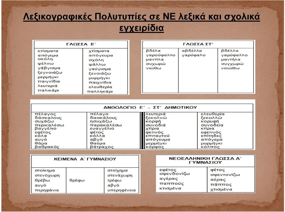 ΝΕ λεξικά και