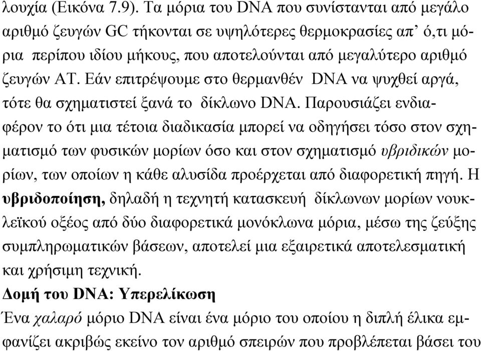Εάν επιτρέψουμε στο θερμανθέν DNA να ψυχθεί αργά, τότε θα σχηματιστεί ξανά το δίκλωνο DNA.