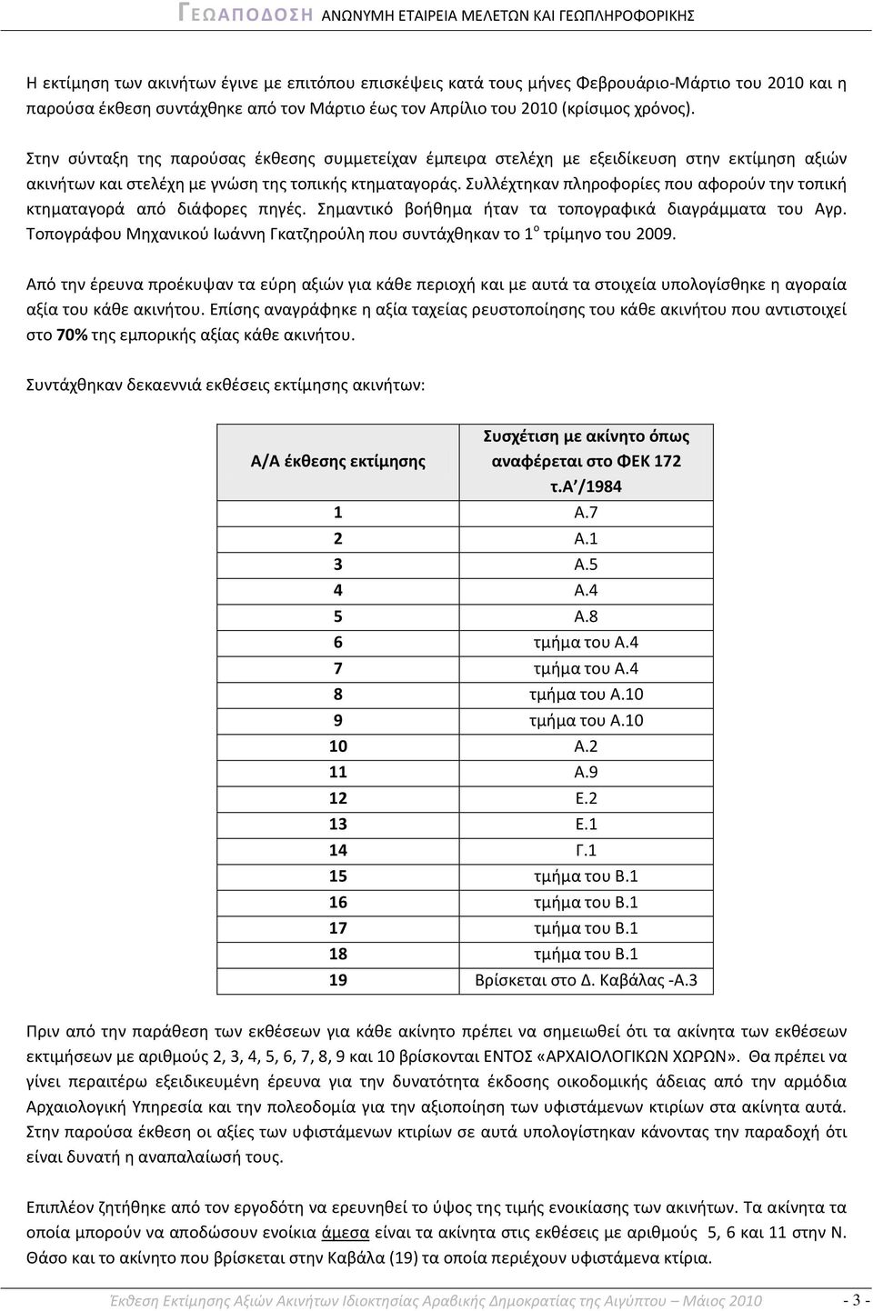 υλλζχτθκαν πλθροφορίεσ που αφοροφν τθν τοπικι κτθματαγορά από διάφορεσ πθγζσ. θμαντικό βοικθμα ιταν τα τοπογραφικά διαγράμματα του Αγρ.