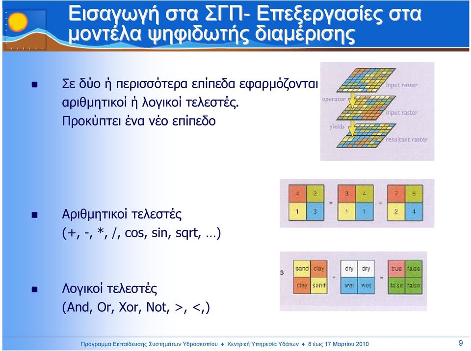 Προκύπτει ένα νέο επίπεδο Αριθµητικοί τελεστές (+, -, *, /, cos, sin, sqrt, ) Λογικοί