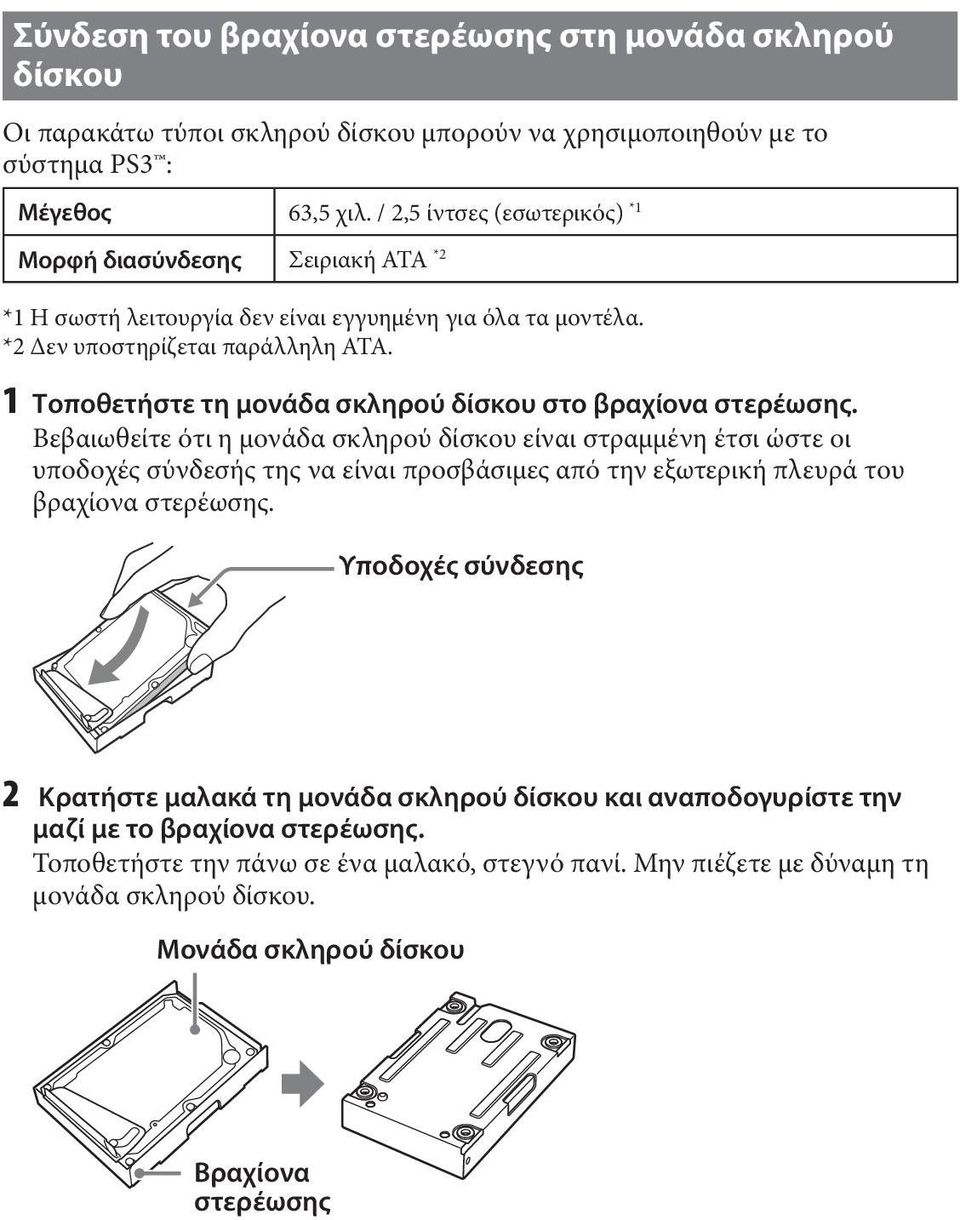 1 Τοποθετήστε τη μονάδα σκληρού δίσκου στο βραχίονα στερέωσης.