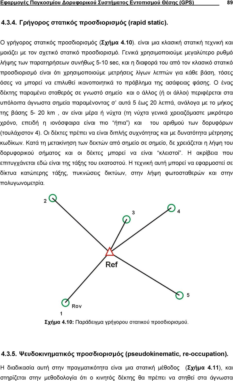 Γενικά χρησιµοποιούµε µεγαλύτερο ρυθµό λήψης των παρατηρήσεων συνήθως 5-10 sec, και η διαφορά του από τον κλασικό στατικό προσδιορισµό είναι ότι χρησιµοποιούµε µετρήσεις λίγων λεπτών για κάθε βάση,