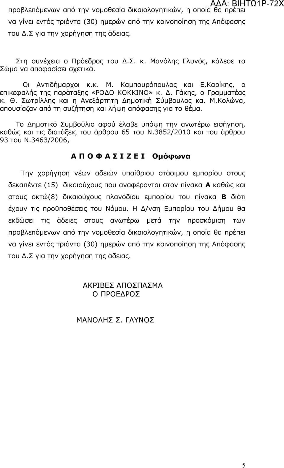 Θ. Σωτρίλλης και η Ανεξάρτητη Δημοτική Σύμβουλος κα. Μ.Κολώνα, απουσίαζαν από τη συζήτηση και λήψη απόφασης για το θέμα.