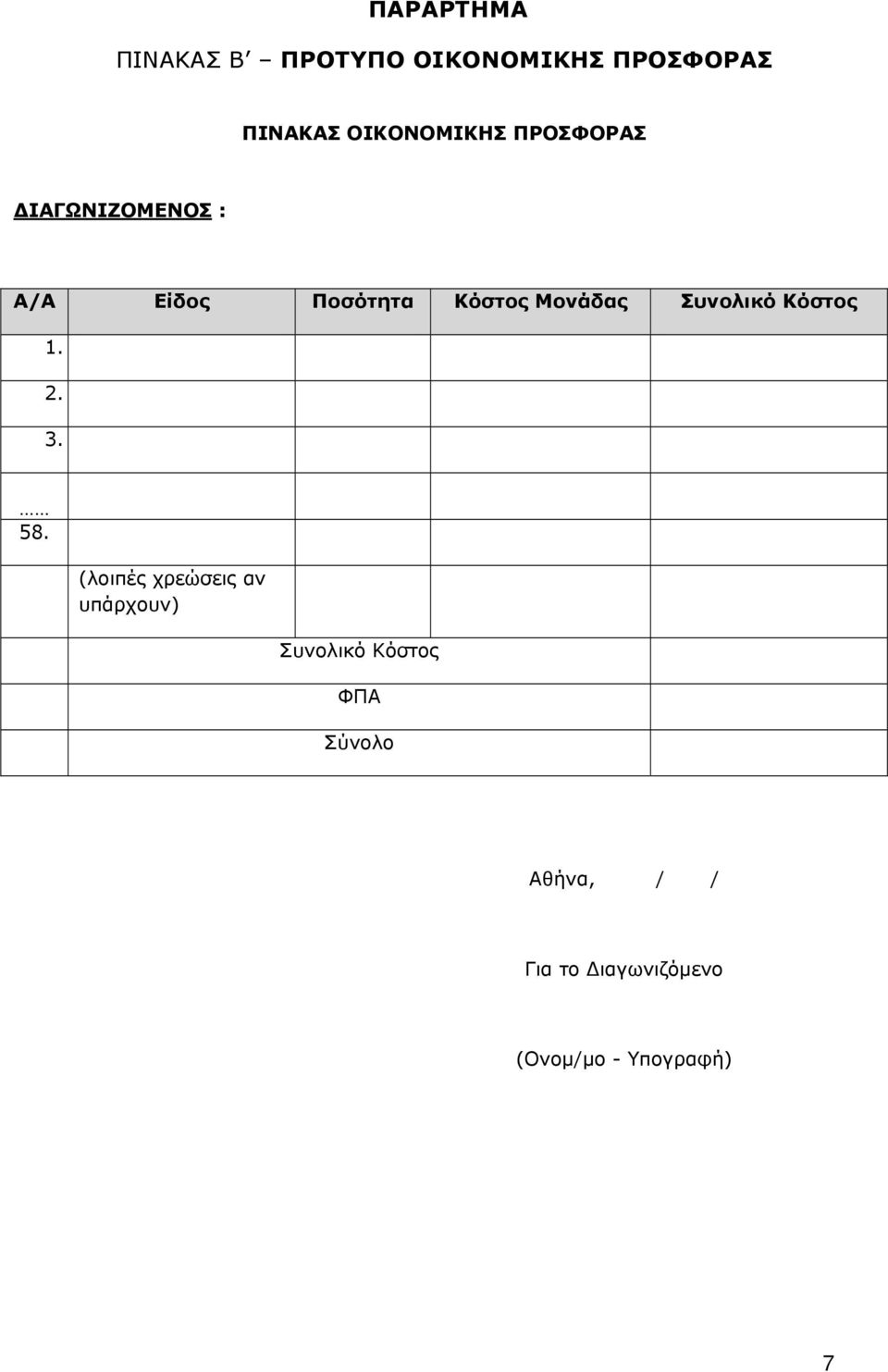 Μονάδας Συνολικό Κόστος 1. 2. 3. 58.
