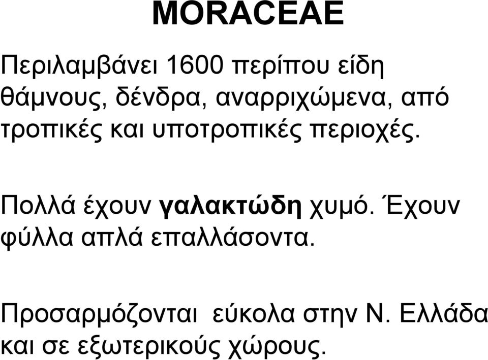 Πνιιά έρνπλ γαιαθηώδε ρπκό. Έρνπλ θύιια απιά επαιιάζνληα.