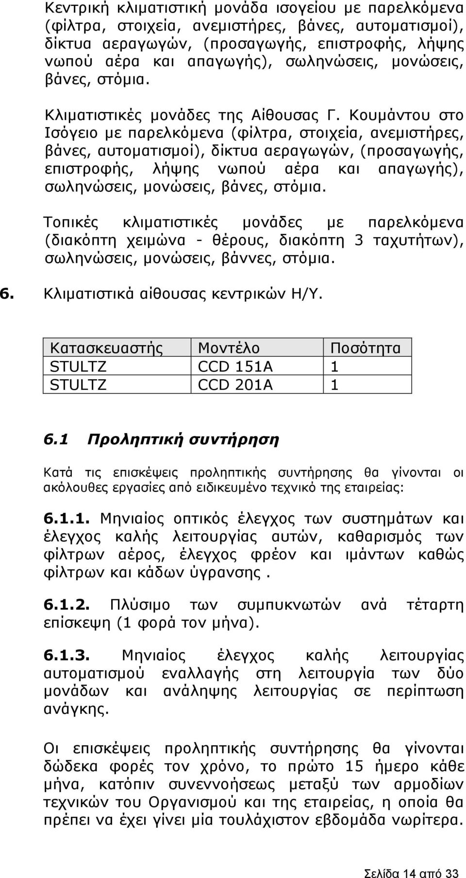 Κουμάντου στο Ισόγειο με παρελκόμενα (φίλτρα, στοιχεία, ανεμιστήρες, βάνες, αυτοματισμοί), δίκτυα αεραγωγών, (προσαγωγής, επιστροφής, λήψης νωπού αέρα και απαγωγής), σωληνώσεις, μονώσεις, βάνες,