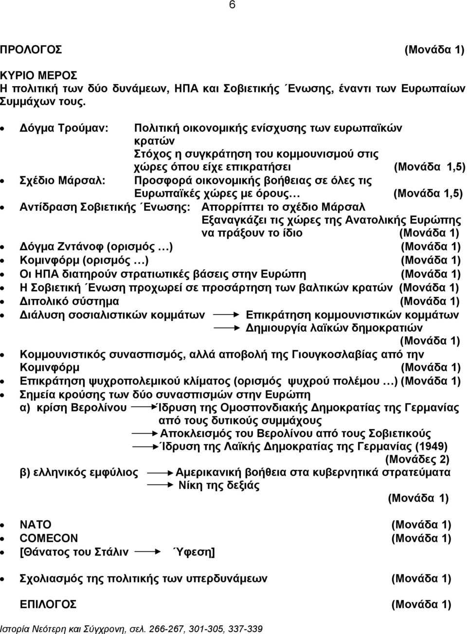 όλες τις Ευρωπαϊκές χώρες με όρους (Μονάδα 1,5) Αντίδραση Σοβιετικής Ενωσης: Απορρίπτει το σχέδιο Μάρσαλ Εξαναγκάζει τις χώρες της Ανατολικής Ευρώπης να πράξουν το ίδιο (Μονάδα 1) Δόγμα Ζντάνοφ