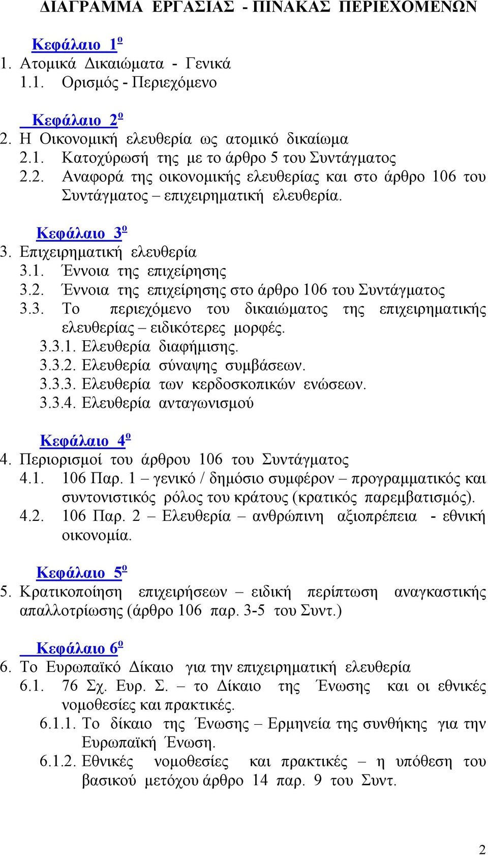 3. Το περιεχόμενο του δικαιώματος της επιχειρηματικής ελευθερίας ειδικότερες μορφές. 3.3.1. Ελευθερία διαφήμισης. 3.3.2. Ελευθερία σύναψης συμβάσεων. 3.3.3. Ελευθερία των κερδοσκοπικών ενώσεων. 3.3.4.