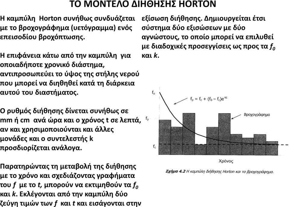 Ο ρυθμός διήθησης δίνεται συνήθως σε mm ή cm ανά ώρα και ο χρόνος t σε λεπτά, αν και χρησιμοποιούνται και άλλες μονάδες και ο συντελεστής k προσδιορίζεται ανάλογα.