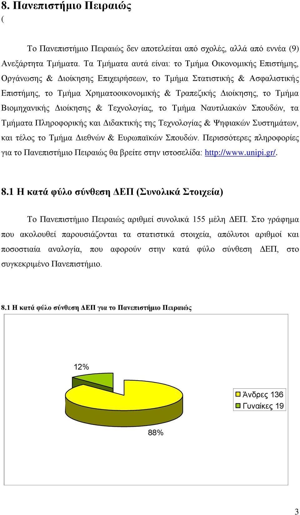 Βιομηχανικής Διοίκησης & Τεχνολογίας, το Τμήμα Ναυτιλιακών Σπουδών, τα Τμήματα Πληροφορικής και Διδακτικής της Τεχνολογίας & Ψηφιακών Συστημάτων, και τέλος το Τμήμα Διεθνών & Ευρωπαϊκών Σπουδών.