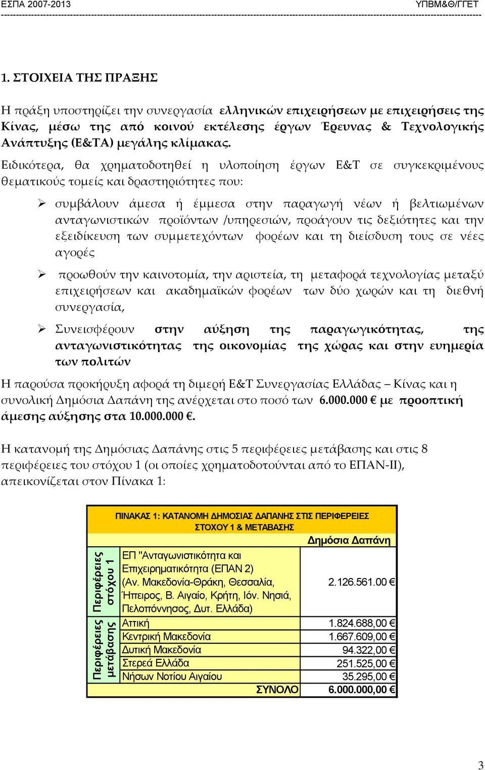 Ειδικότερα, θα χρηματοδοτηθεί η υλοποίηση έργων Ε&Τ σε συγκεκριμένους θεματικούς τομείς και δραστηριότητες που: συμβάλουν άμεσα ή έμμεσα στην παραγωγή νέων ή βελτιωμένων ανταγωνιστικών προϊόντων