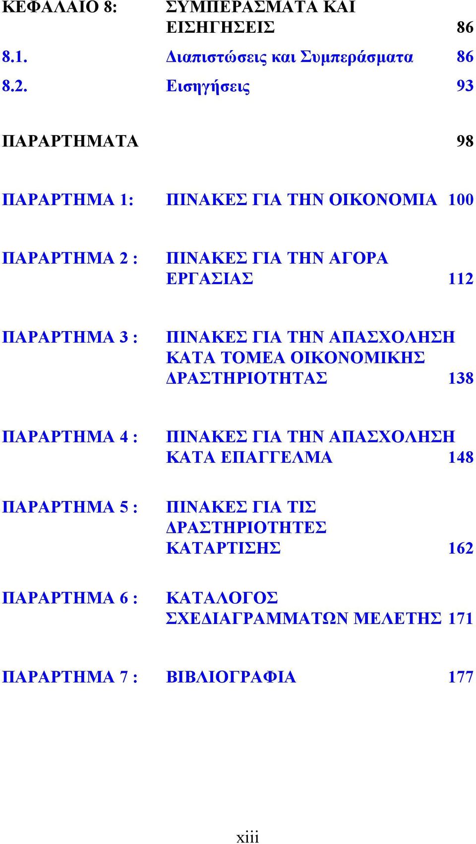 ΠΑΡΑΡΤΗΜΑ 3 : ΠΙΝΑΚΕΣ ΓΙΑ ΤΗΝ ΑΠΑΣΧΟΛΗΣΗ ΚΑΤΑ ΤΟΜΕΑ ΟΙΚΟΝΟΜΙΚΗΣ ΡΑΣΤΗΡΙΟΤΗΤΑΣ 138 ΠΑΡΑΡΤΗΜΑ 4 : ΠΑΡΑΡΤΗΜΑ 5 : ΠΑΡΑΡΤΗΜΑ 6 :