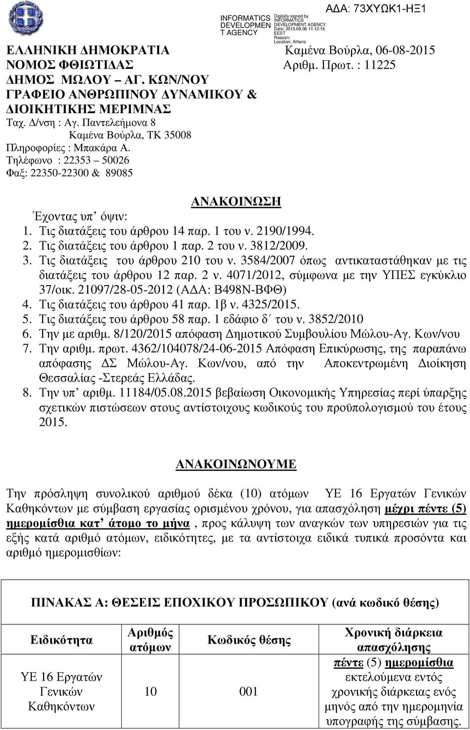 2 του ν. 3812/2009. 3. Τις διατάξεις του άρθρου 210 του ν. 3584/2007 όπως αντικαταστάθηκαν µε τις διατάξεις του άρθρου 12 παρ. 2 ν. 4071/2012, σύµφωνα µε την ΥΠΕΣ εγκύκλιο 37/οικ.