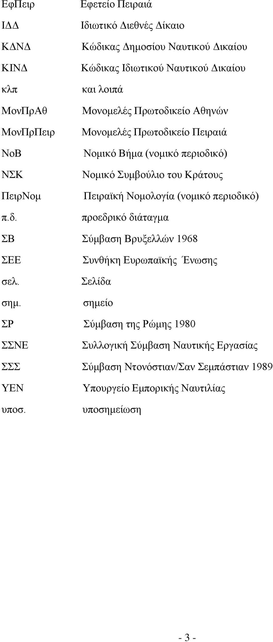 Αζελψλ Μνλνκειέο Πξσηνδηθείν Πεηξαηά Ννκηθφ Βήκα (λνκηθφ πεξηνδηθφ) Ννκηθφ πκβνχιην ηνπ Κξάηνπο Πεηξατθή Ννκνινγία (λνκηθφ πεξηνδηθφ) πξνεδξηθφ