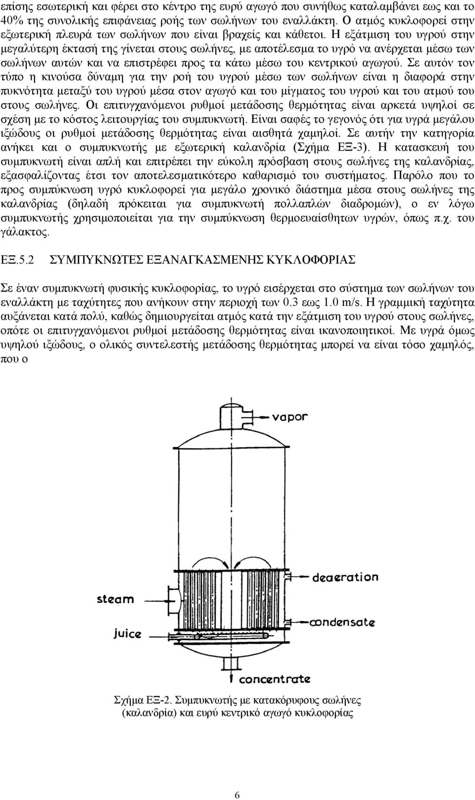 Η εξάτµιση του υγρού στην µεγαλύτερη έκτασή της γίνεται στους σωλήνες, µε αποτέλεσµα το υγρό να ανέρχεται µέσω των σωλήνων αυτών και να επιστρέφει προς τα κάτω µέσω του κεντρικού αγωγού.