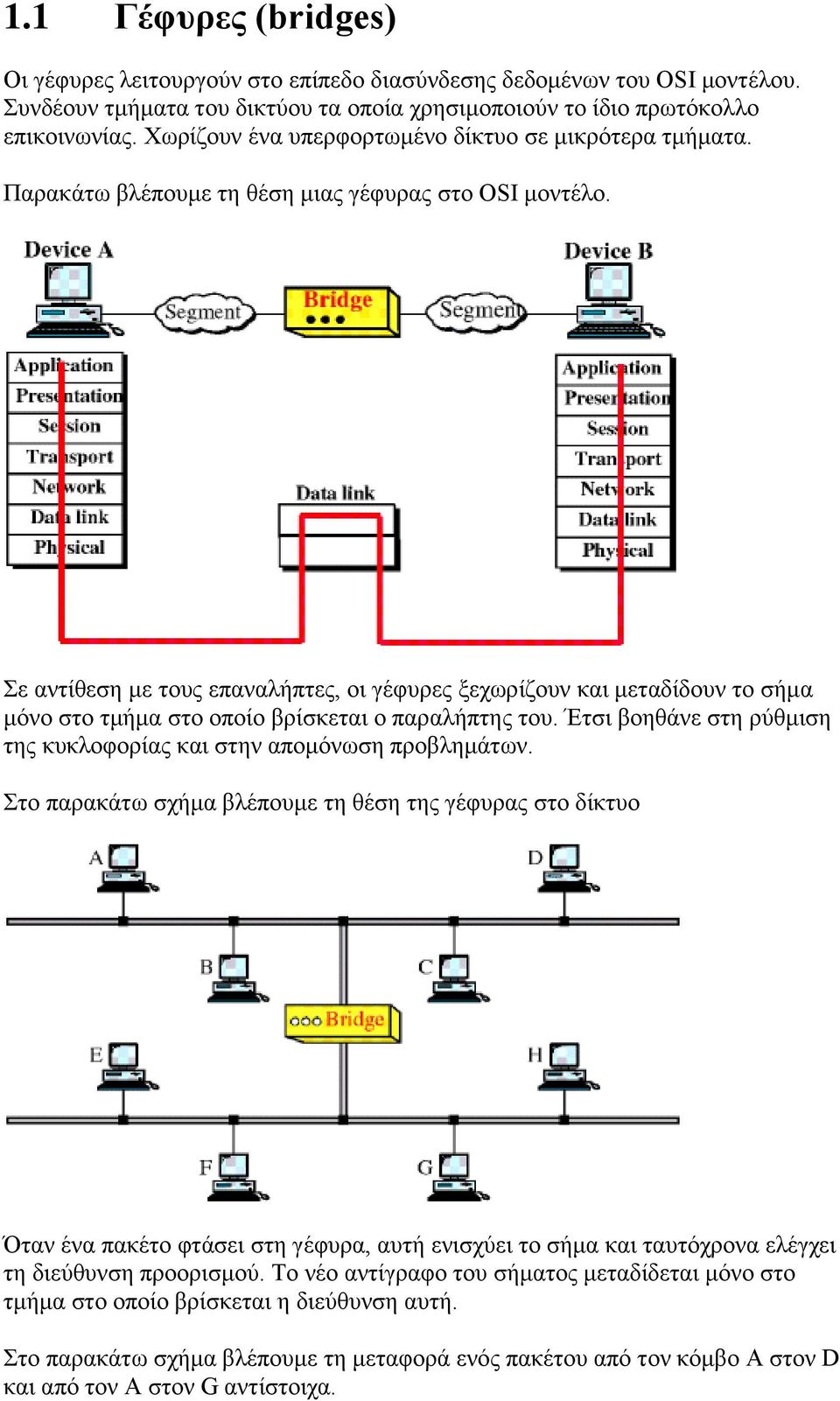 Σε αντίθεση με τους επαναλήπτες, οι γέφυρες ξεχωρίζουν και μεταδίδουν το σήμα μόνο στο τμήμα στο οποίο βρίσκεται ο παραλήπτης του.