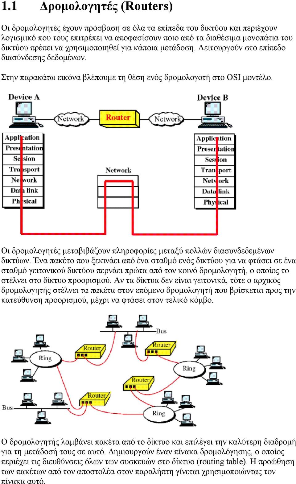 Οι δρομολογητές μεταβιβάζουν πληροφορίες μεταξύ πολλών διασυνδεδεμένων δικτύων.