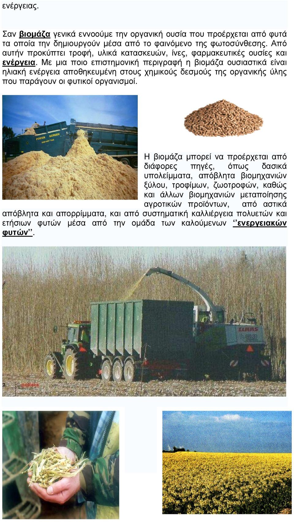Με µια ποιο επιστηµονική περιγραφή η βιοµάζα ουσιαστικά είναι ηλιακή ενέργεια αποθηκευµένη στους χηµικούς δεσµούς της οργανικής ύλης που παράγουν οι φυτικοί οργανισµοί.
