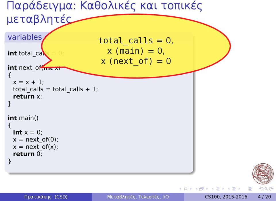 x = 0; x = next_of(0); x = next_of(x); return 0; total_calls = 0, x (main) = 0, x