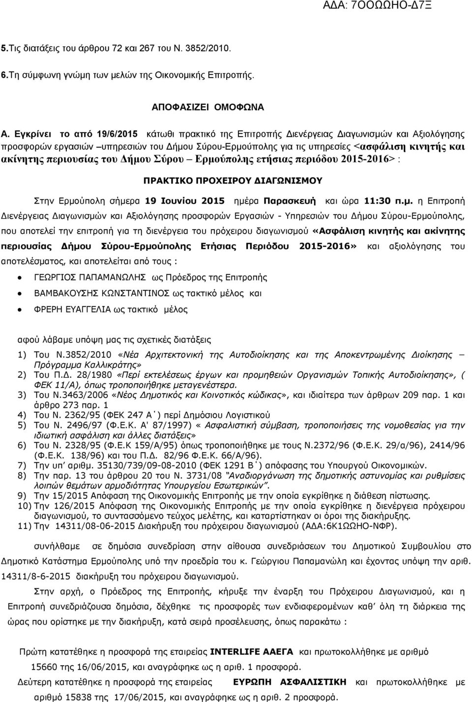 ακίνητης περιουσίας του Δήμο