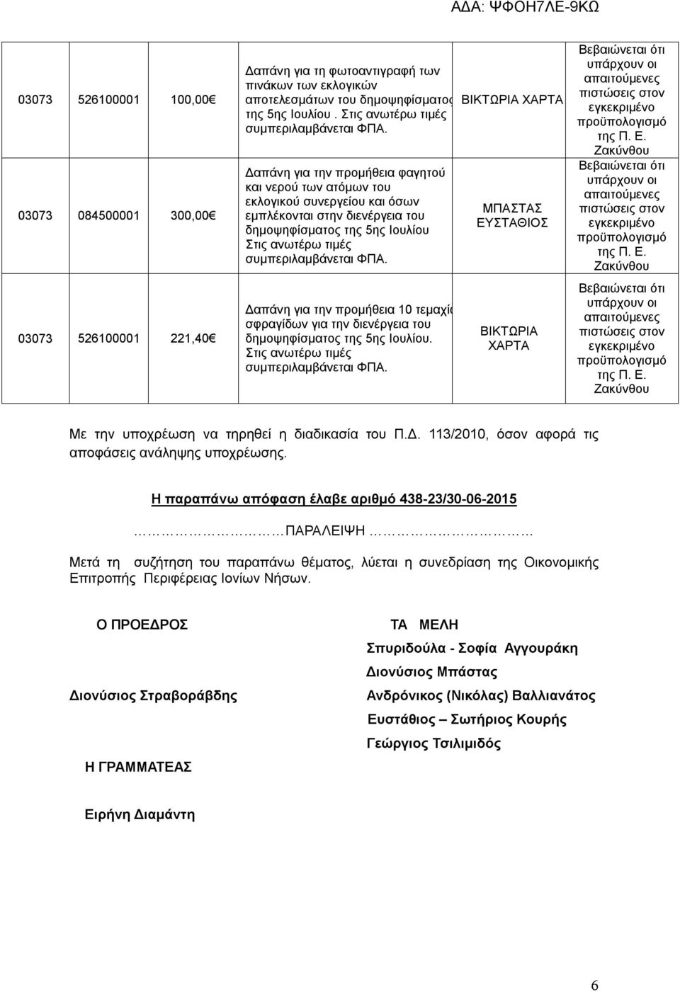 τεμαχίων σφραγίδων για την διενέργεια του Ιουλίου. Στις ανωτέρω τιμές ΒΙΚΤΩΡΙΑ ΧΑΡΤΑ ΜΠΑΣΤΑΣ ΕΥΣΤΑΘΙΟΣ ΒΙΚΤΩΡΙΑ ΧΑΡΤΑ Με την υποχρέωση να τηρηθεί η διαδικασία του Π.Δ.