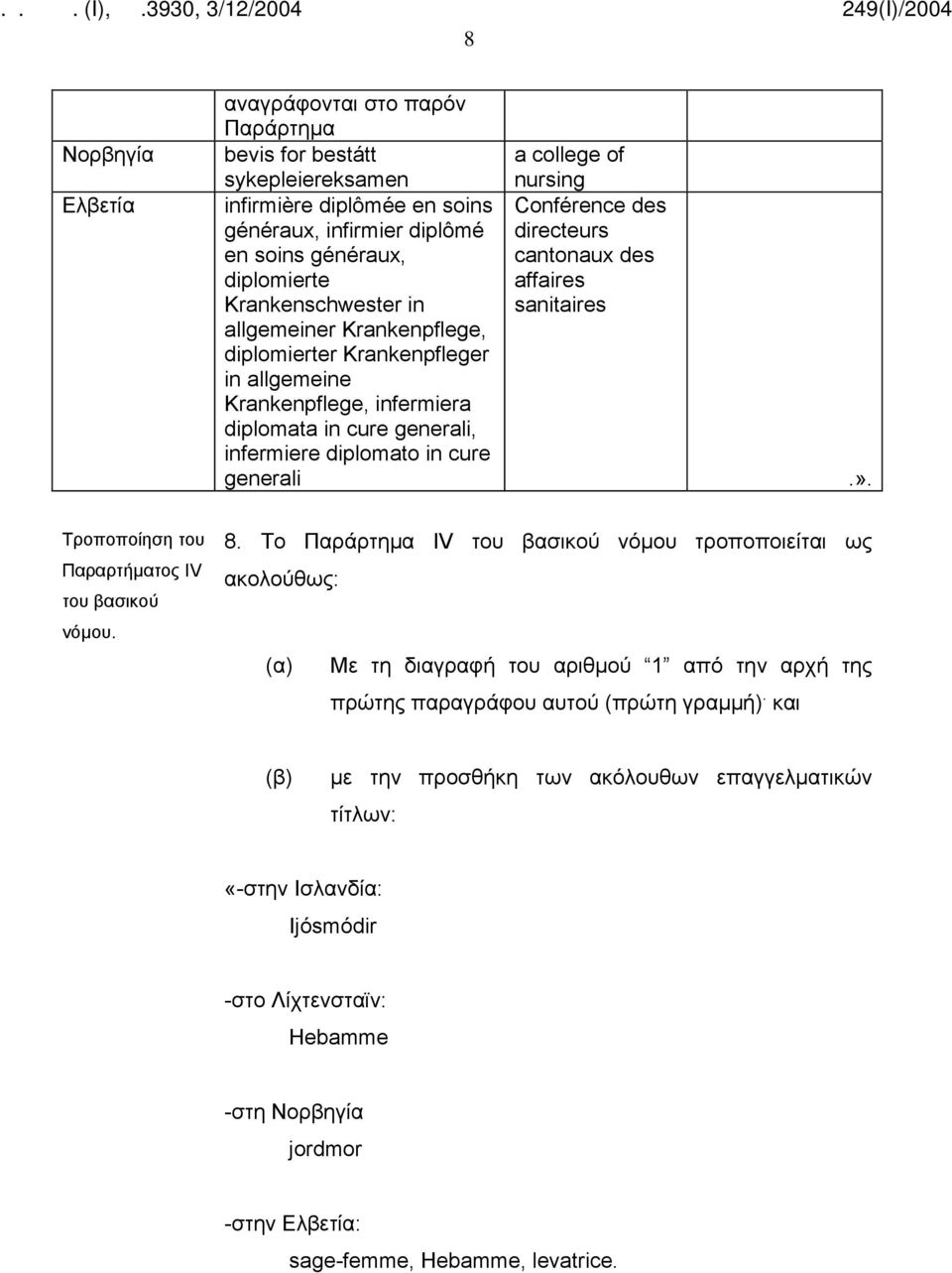 directeurs cantonaux des affaires sanitaires.». του Παραρτήματος IV 8.