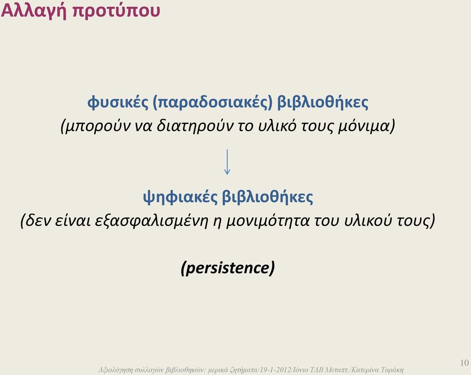 τους μόνιμα) ψηφιακές βιβλιοθήκες (δεν είναι
