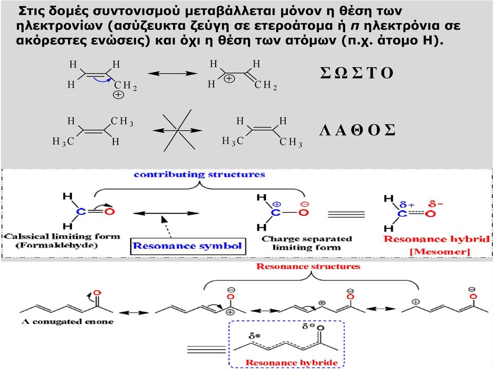 ηλεκτρόνια σε ακόρεστες ενώσεις) και όχι η θέση των