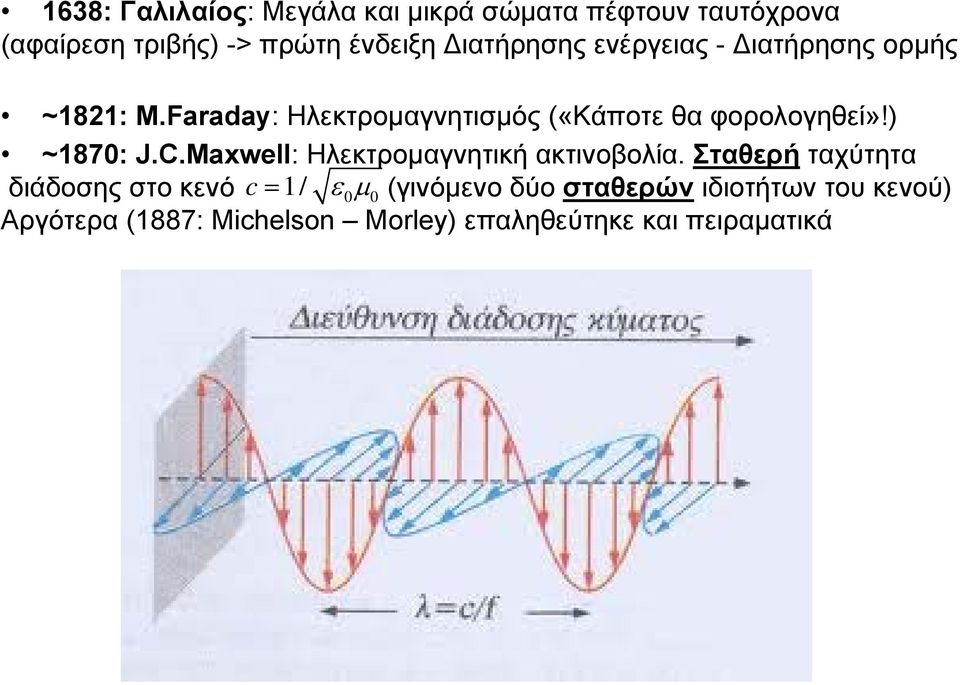 ) ~1870: J.C.Maxwell: Ηλεκτροµαγνητική ακτινοβολία.