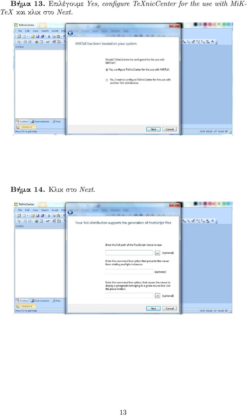 TeXnicCenter for the use with