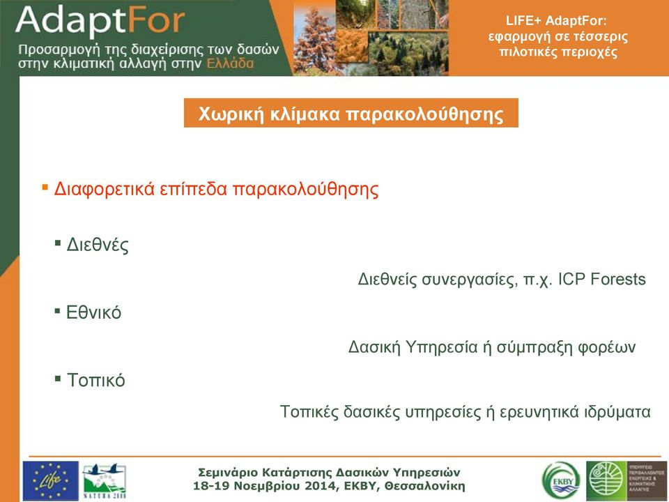 ICP Forests Εθνικό Δασική Υπηρεσία ή σύμπραξη