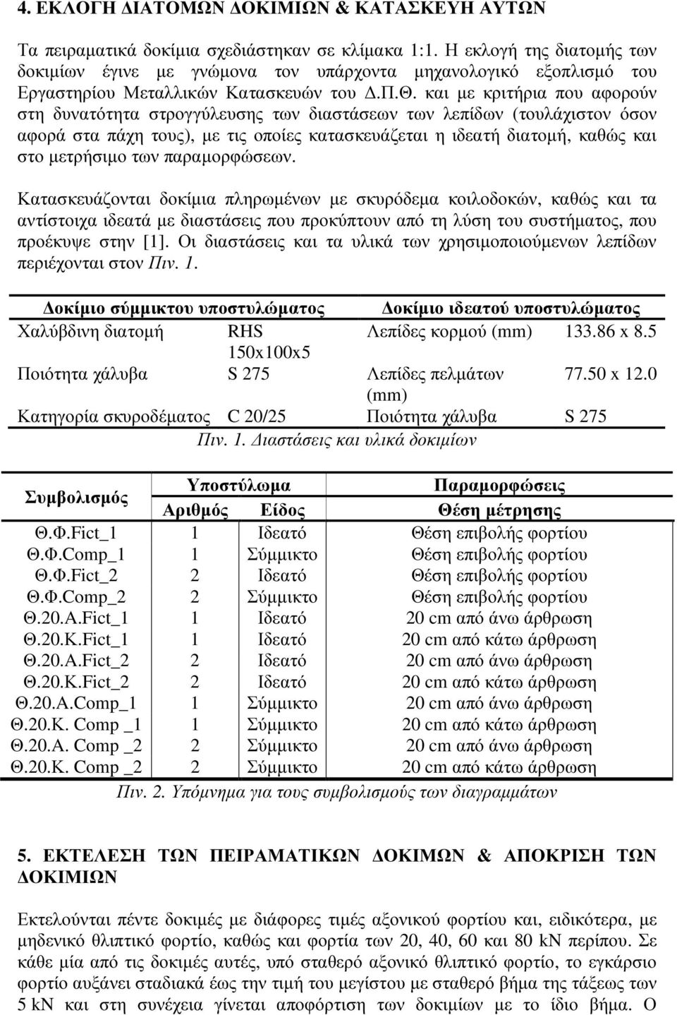 και µε κριτήρια που αφορούν στη δυνατότητα στρογγύλευσης των διαστάσεων των λεπίδων (τουλάχιστον όσον αφορά στα πάχη τους), µε τις οποίες κατασκευάζεται η ιδεατή διατοµή, καθώς και στο µετρήσιµο των