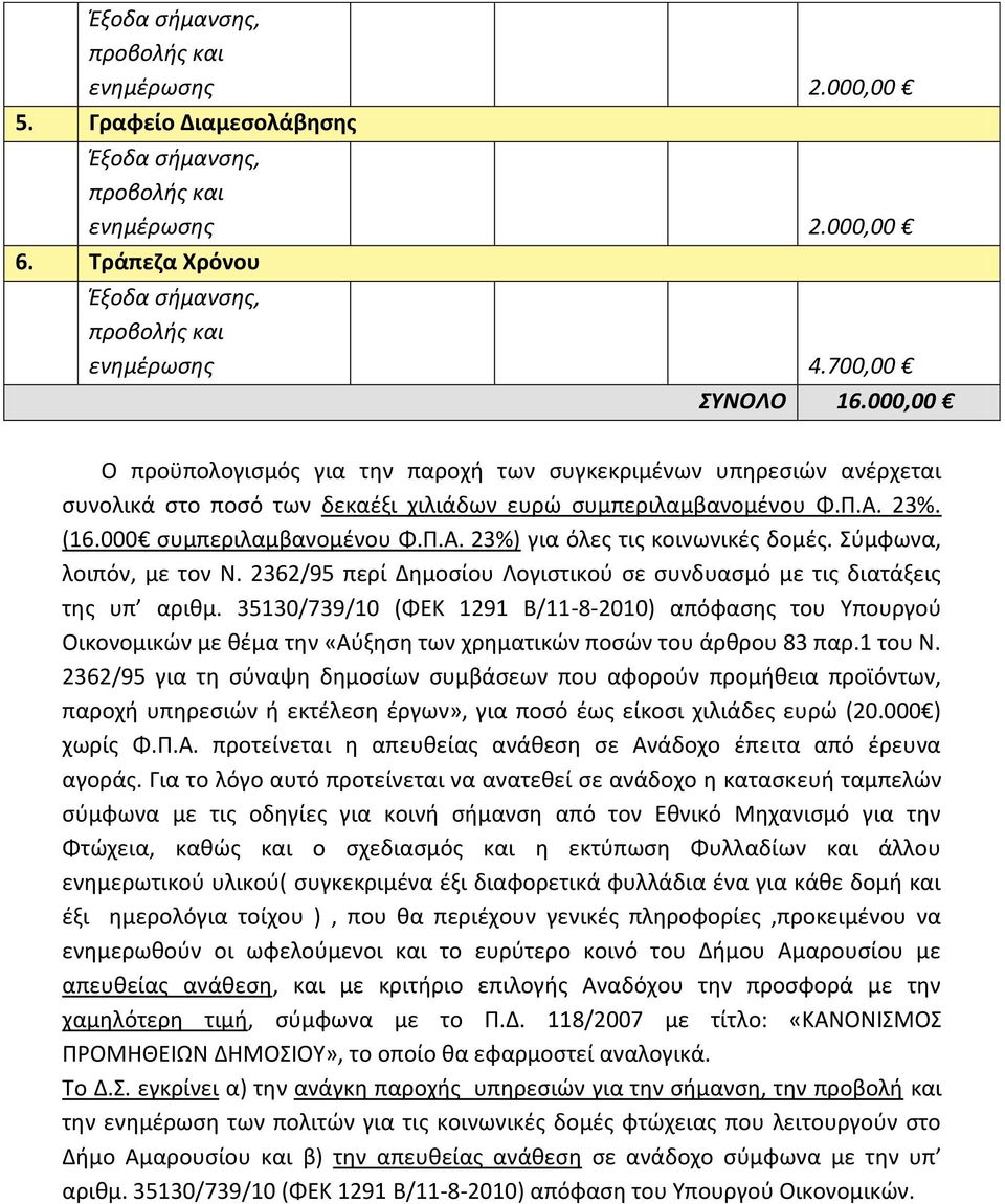 Π.Α. 23%) για όλες τις κοινωνικές δομές. Σύμφωνα, λοιπόν, με τον Ν. 2362/95 περί Δημοσίου Λογιστικού σε συνδυασμό με τις διατάξεις της υπ αριθμ.