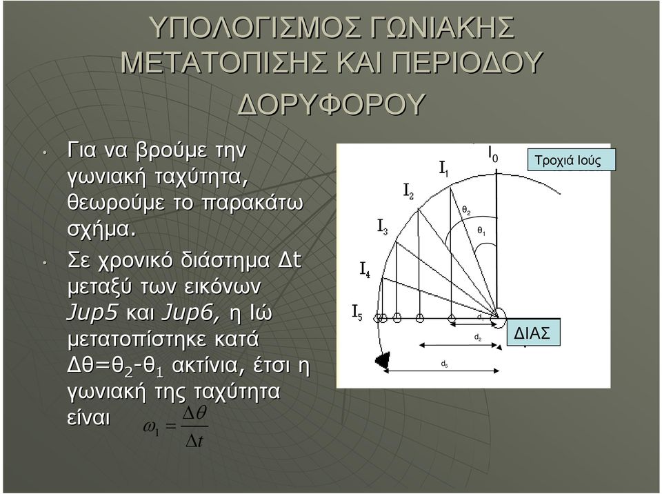 Σε χρονικό διάστηµα t µεταξύ των εικόνων Jup5 και Jup6, ηιώ µετατοπίστηκε